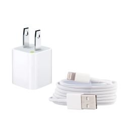 Cable Cargador Lightning (1 Mt) + Cubo Cargador Power Adapter (5W)