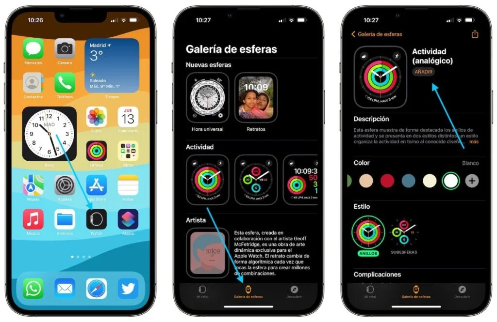 Personalizar las esferas desde el iPhone