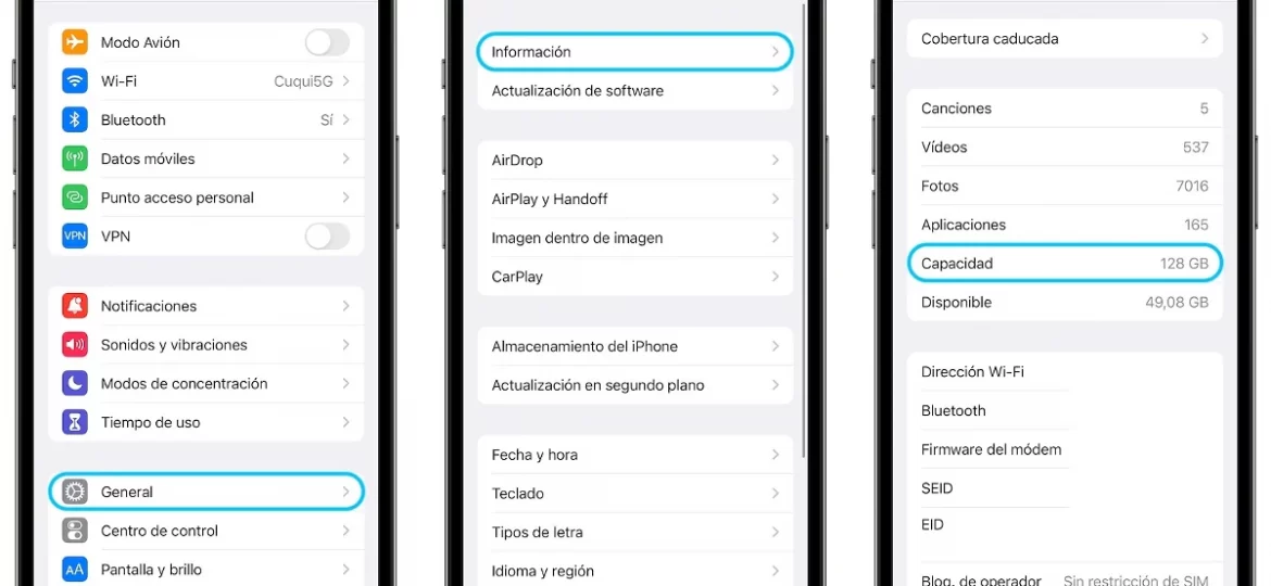 Almacenamiento Interno - iPhone