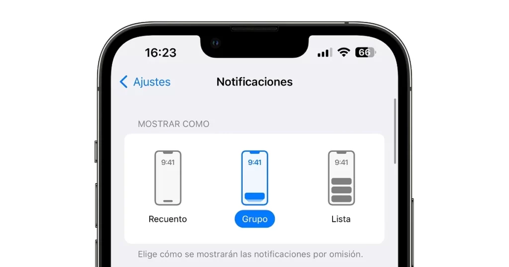 Notificaciones iOS 16